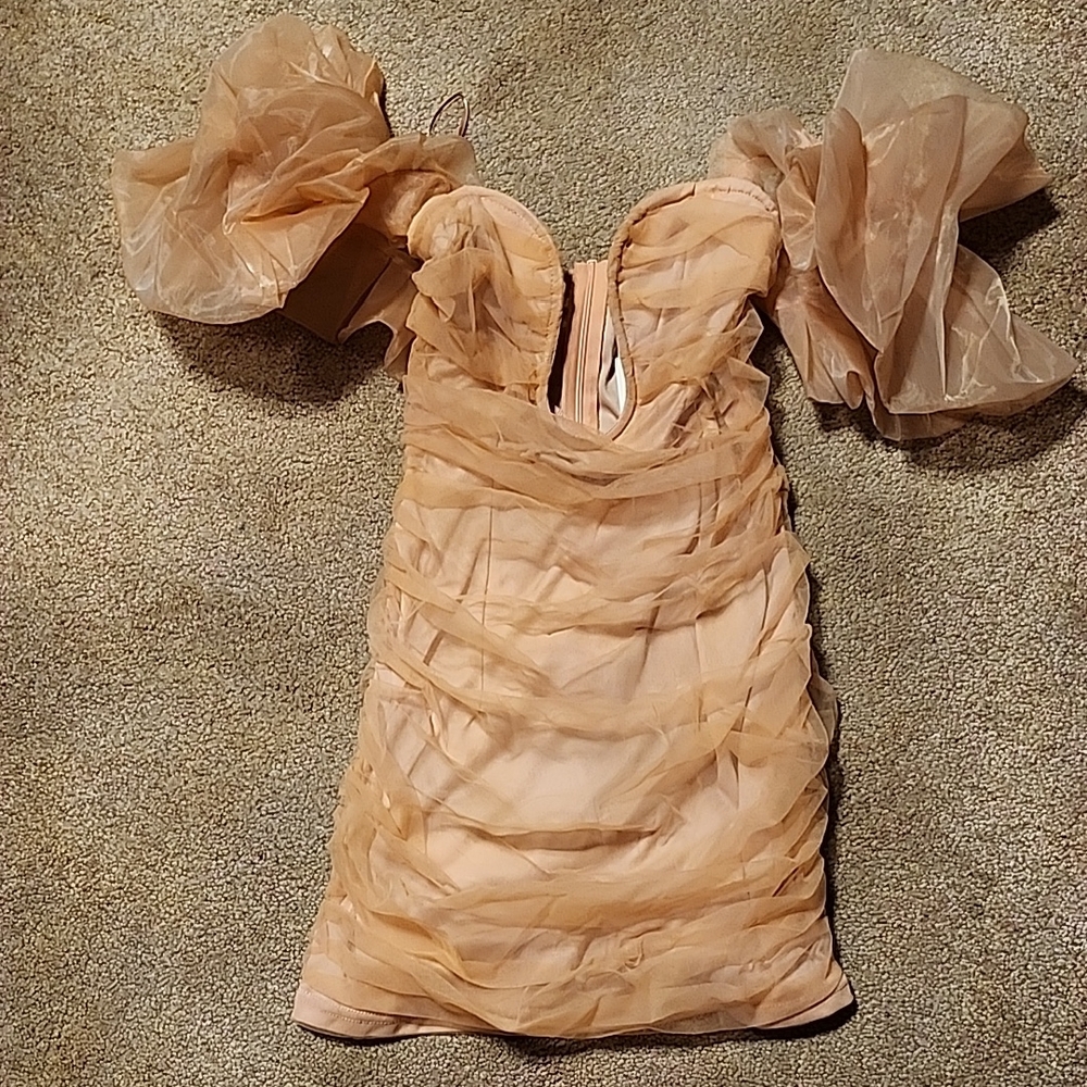 Elegant Tan Mini Dress
